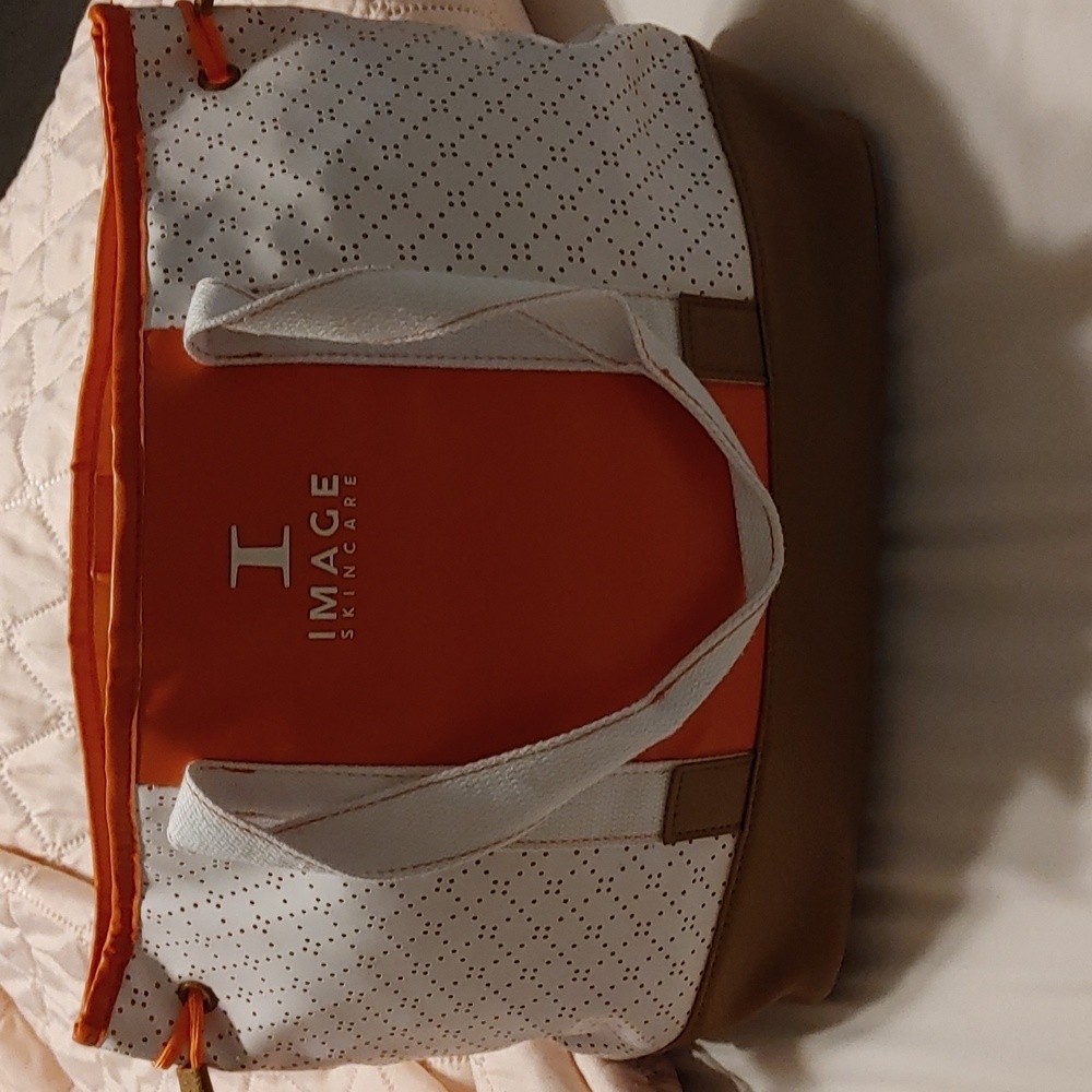 Like New White & Orange Tote Bag from the Image Skincare Collection EUC 2019 Ed.